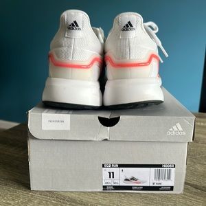 Partially worn EQ21 Run Adidas running shoes. Cloud Foam inner soles.